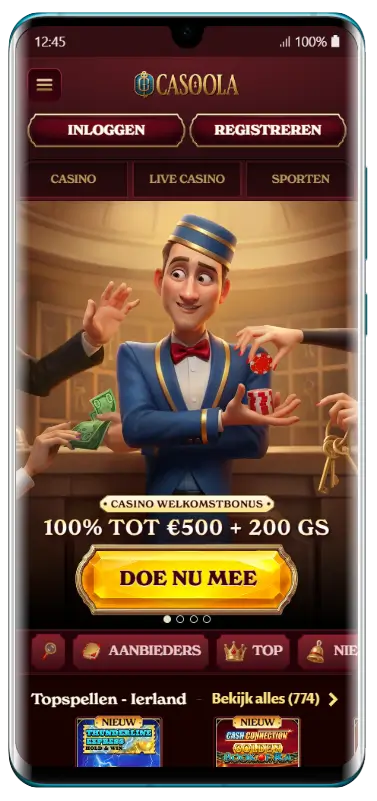 Casoola Casino mobiele welkomstbonus pagina